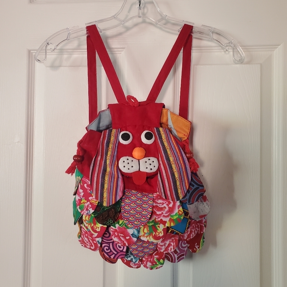 Handmade Novelty Patchwork Dog Backpack Multicolor Fabric Small